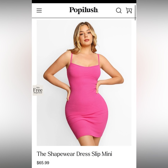 Popilush Spaghetti Strap Shapewear Dress Mini - Picture 1 of 3